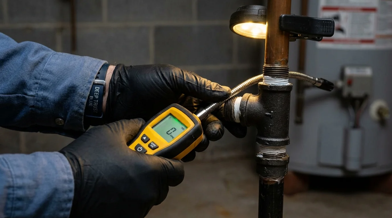 Gas leak detection with electronic sniffer by Johns Plumbing LLC in Islandia